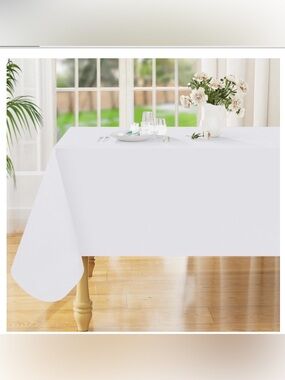 White VINYL Tablecloth Waterproof Oil-Proof Spill Proof Recrangular 54x70”
